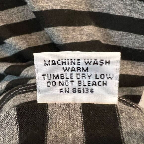 Bryn Walker Women’s Small Viscose Striped Black Grey Midi Dress 3/4 Sleeve - Picture 10 of 11